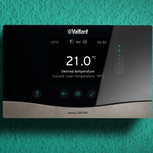 Smart thermostat being installed
